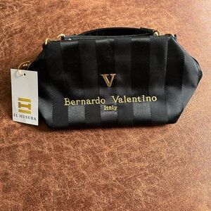 Bernardo Valentino Black Satin Clutch